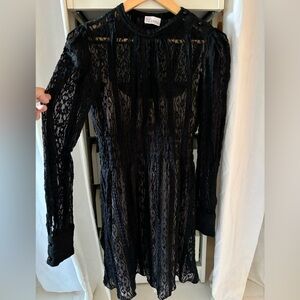 Valentino black lace dress. With baby pink slip.